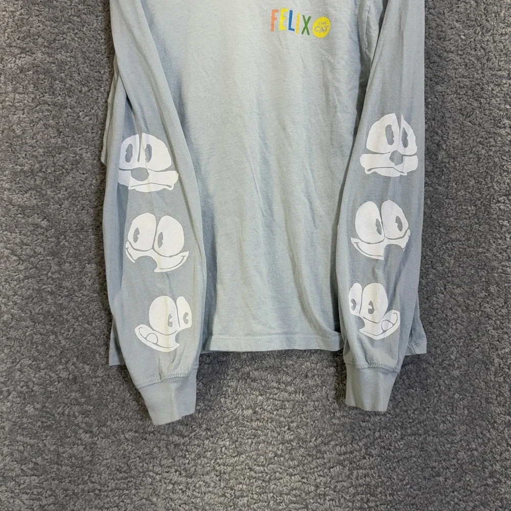 Felix the Cat Shirt Mens Small Blue Long Sleeve Graphic Cartoon Back Print Tee - Picture 2 of 5